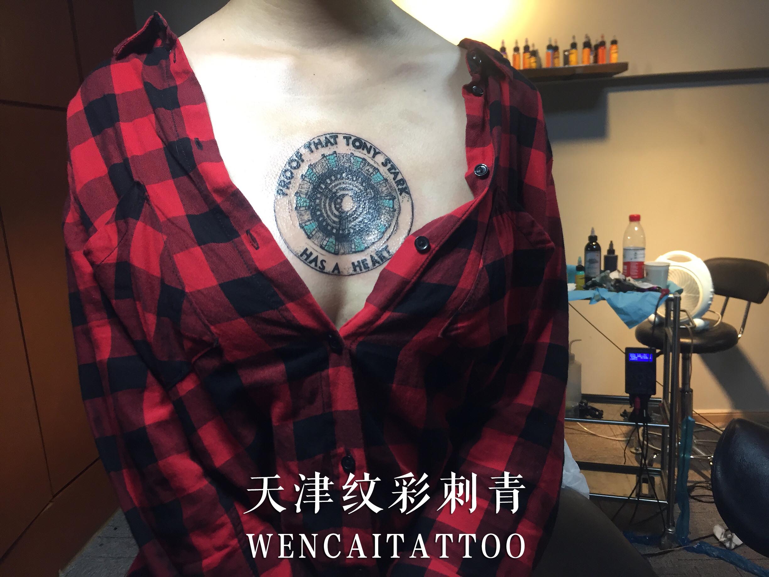 美丽的楚小姐前胸方舟反应炉纹身图案